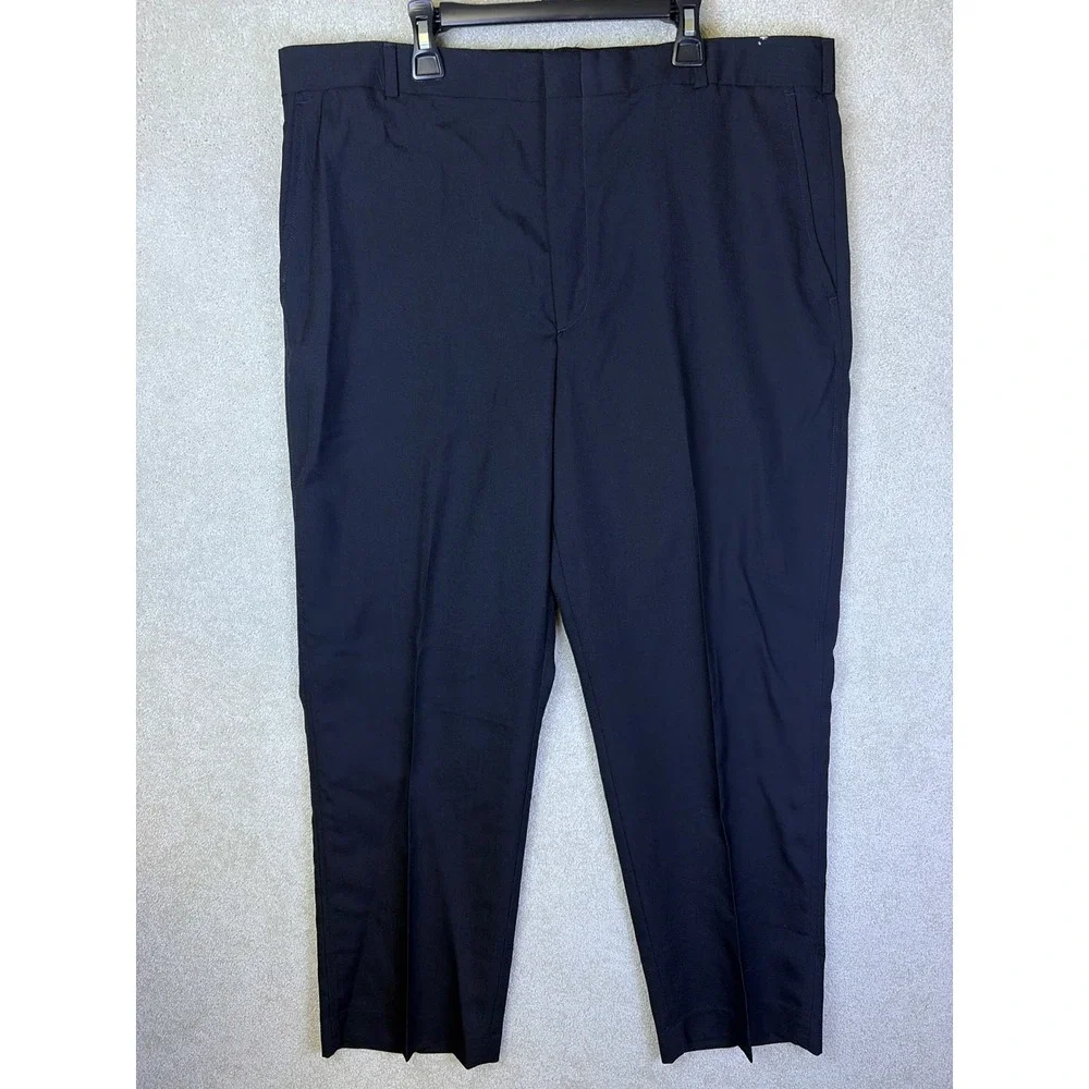 Lands End Dress Pants Mens 38x30 Black Worsted Wool Blend USA Made Vintage READ